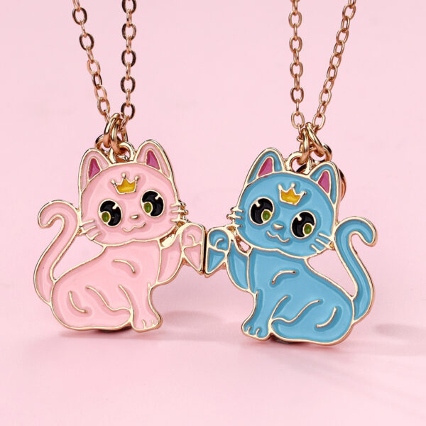 Wholesale children's magnetic necklace BFF alloy jewelry cartoon girl pendant