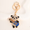 Wholesale Cartoon Panda Guitar Diamond Set Metal Keychain
