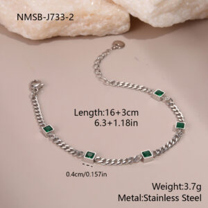 Nmsb-j733-2 steel color green zirconium bracelet / 18K
