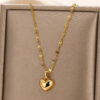 Wholesale Heart Pendant Double-Layer Stainless Steel Necklace