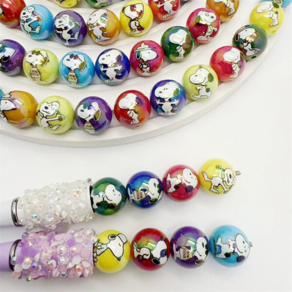 O1CN01bYFsot1HgUkDXql2X_2216860830787-0-cib Wholesale 16mm Acrylic UV Color Plated Printing Straight Hole Round Bead DIY Mobile Phone Chain Beaded Pen Keychain Aessories