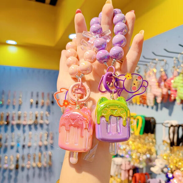 Wholesale Electroplated cartoon jelly ice cream keychain