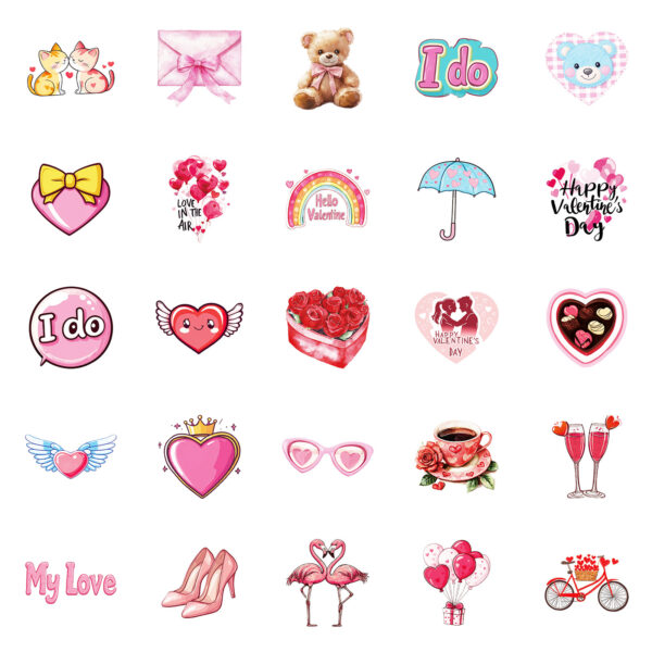 Wholesale 50pcs Valentine's Day Cute Cartoon Graffiti Waterproof Stickers