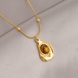 Gold tiger eye stone necklace