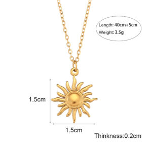 O-chain casting sun pendant necklace-Gold