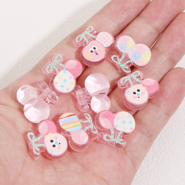 Wholesale Acrylic Transparent Half-Face Cartoon Cute Pink Cherry Beads DIY Handmade Jewelry Beading Material