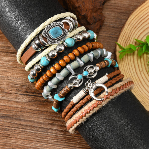 Wholesale Pine stone multi-layer bead Bohemian multi-layer bracelet