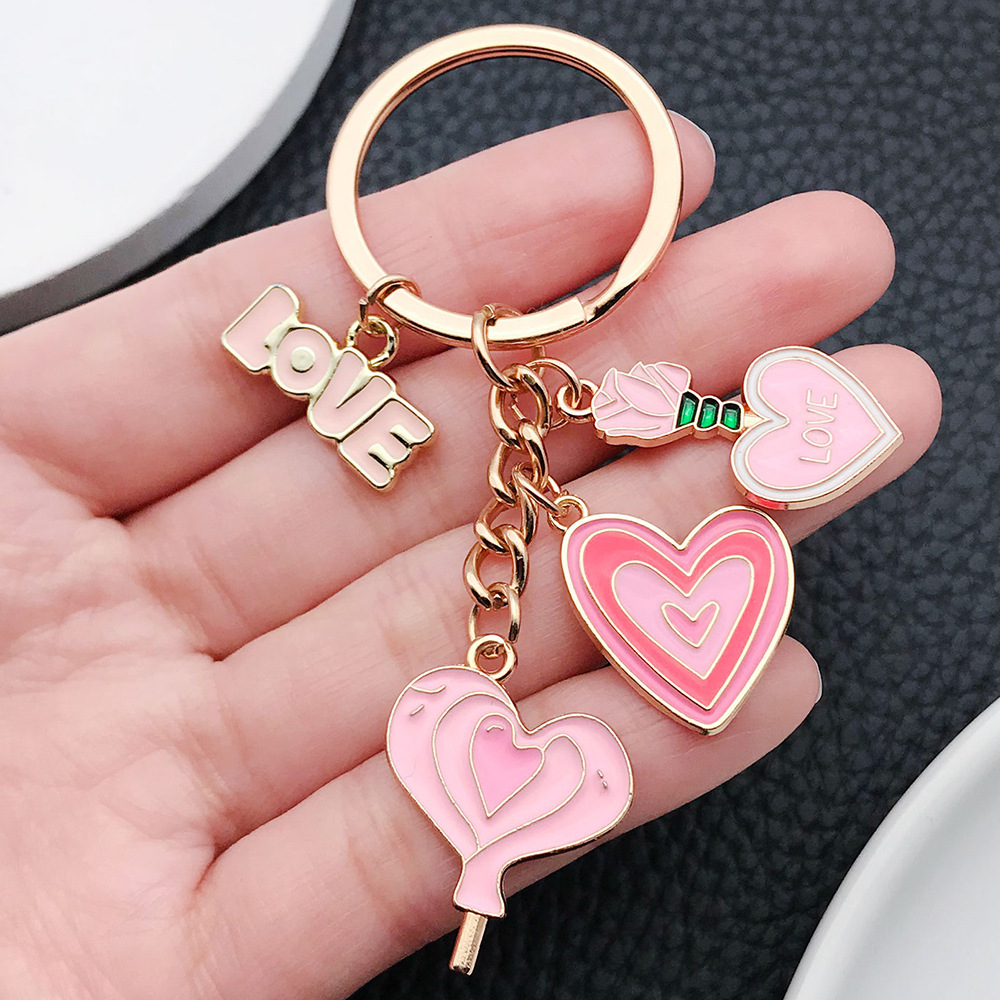 Wholesale Cute Pink Love Rose tion Keychain
