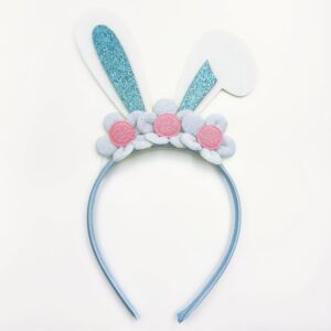 Flower rabbit ear headband (blue)