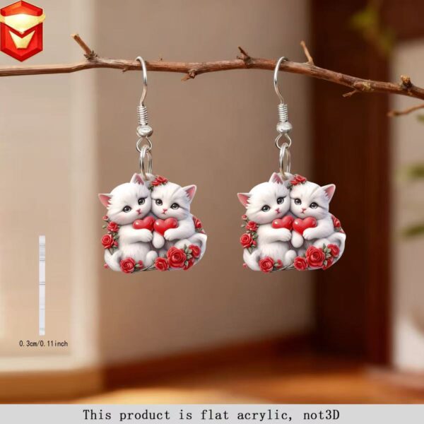 Wholesale Cute Cat Valentine's Day Acrylic Earrings