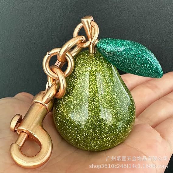 Wholesale Red cherry gold leaf metal keychain