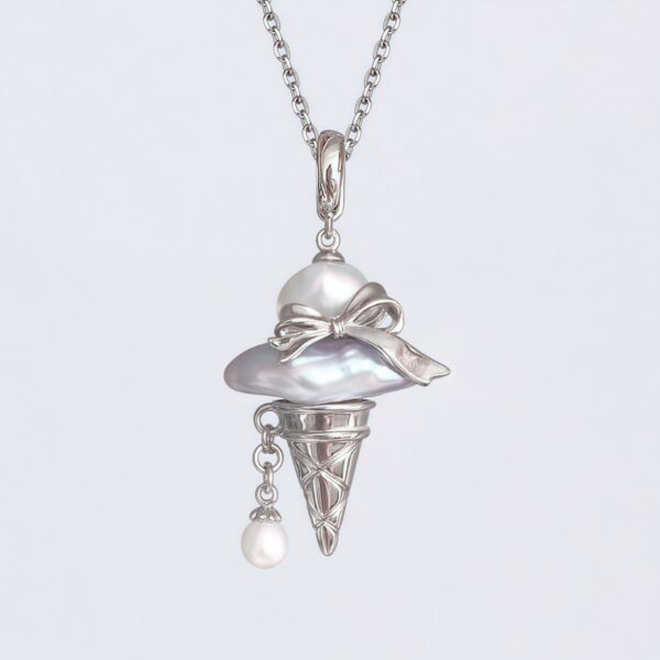 Wholesale Pearl ice cream cone bow pearl cute necklace