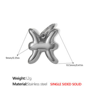 Pj431s2 pisces steel color solid pendant