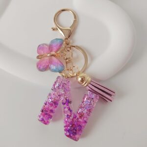 Purple letters-n / Purple letter keychain pendant