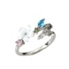 Wholesale Flower Open Ring for Women with Micro-Set Zircon