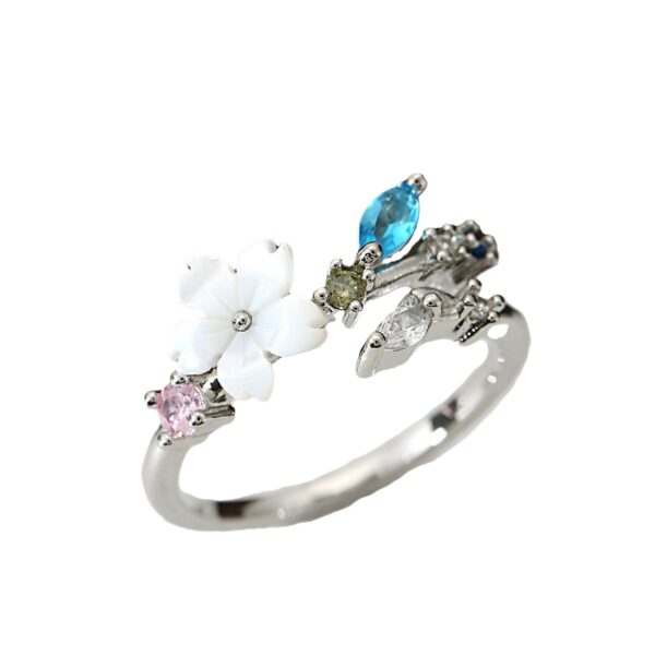 Wholesale Flower Open Ring for Women with Micro-Set Zircon