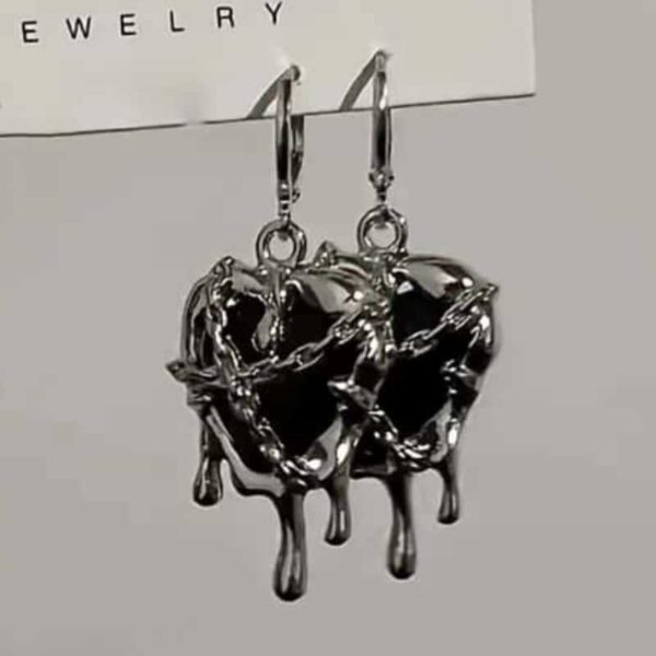 Wholesale Gothic liquid heart-shaped pendant earrings