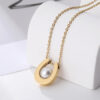 Wholesale U-shaped pearl stainless steel plated necklace
