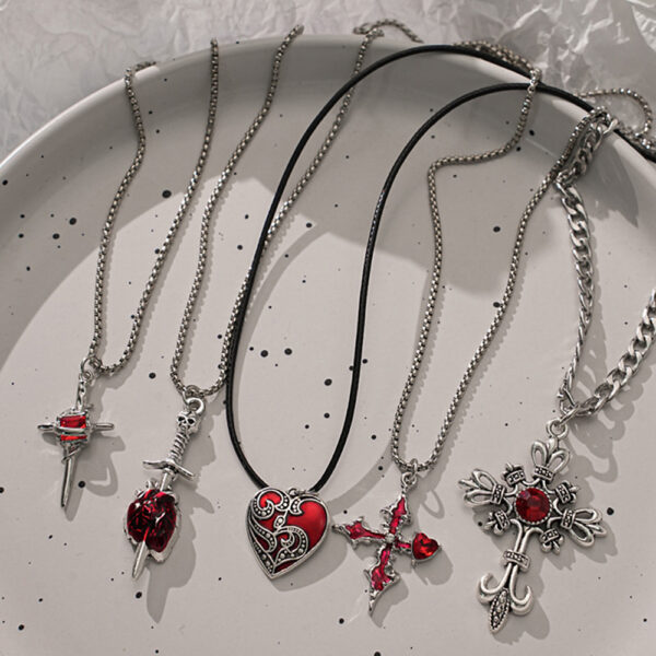 Wholesale Punk retro inlaid zircon cross pendant necklace