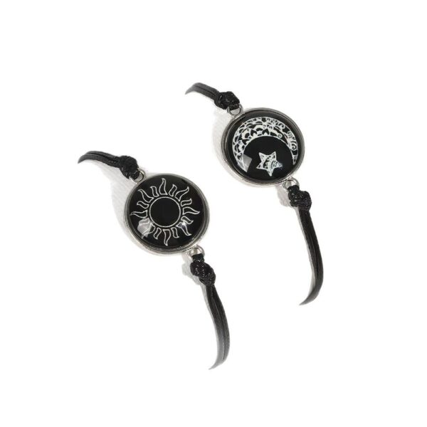 Wholesale Luminous Couple Bracelet Tai Chi Yin and Yang Alloy Base Hand-woven Hand Rope