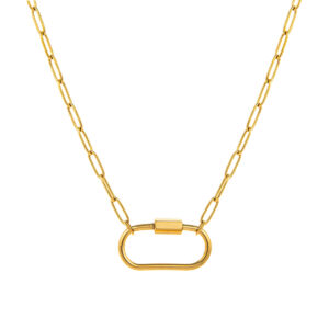 Paper clip large oval carabiner chain (gold)