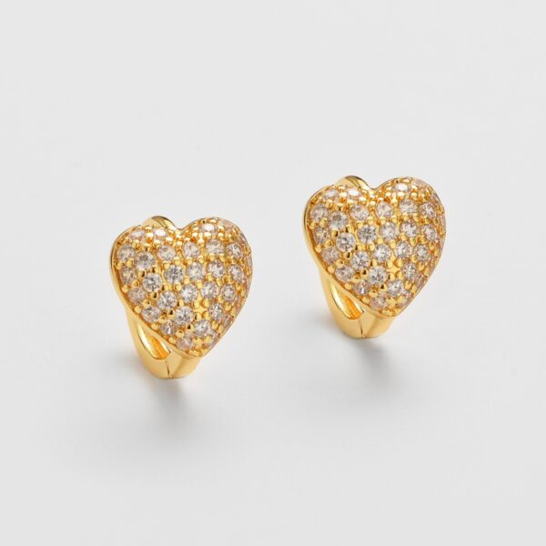 Wholesale Style Full Diamond Heart Earrings, Women's Ear Clips