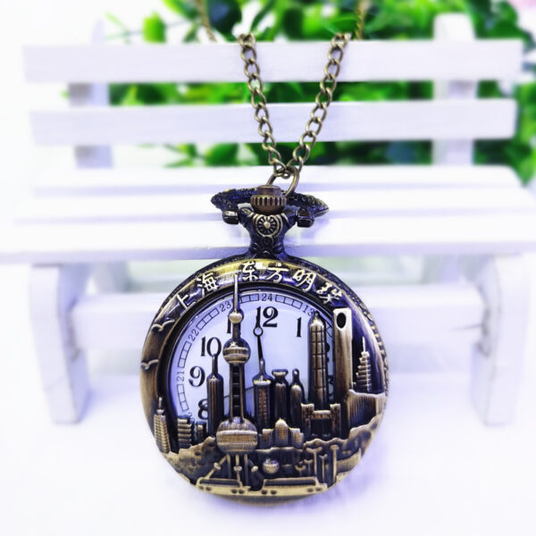 Wholesale Flip back retro scenic spot commemorative pocket watch
