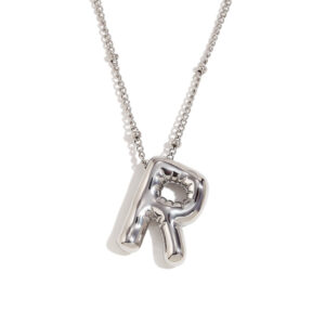 Party Balloon Letter Pendant Necklace-steel color-R