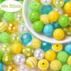 Wholesale 50pcs 20mm mixed style of yellow, green, purple and pink Acrylic Beads