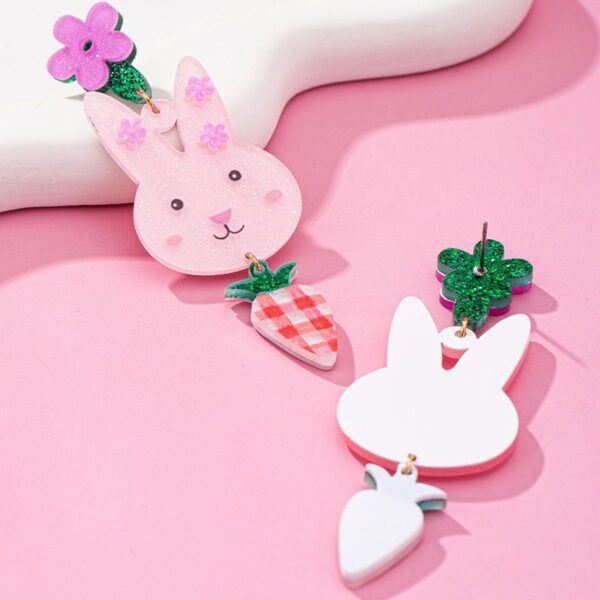 Wholesale Easter Pink Purple Rabbit Easter Egg Acrylic Earrings
