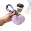 Wholesale Cute Rex Rabbit Fur Pom-Pom Heart-Shaped Car Keychain