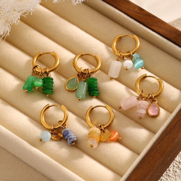 Wholesale Natural stone stainless steel earrings