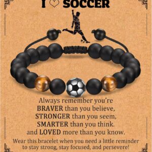 Double-sided yellow tiger eye black matte football braided rope bracelet
