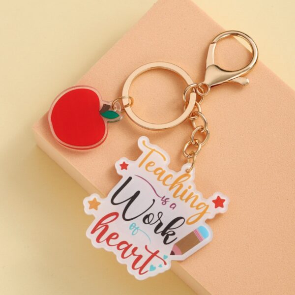 Wholesale Acrylic Apple Alphabet Teacher's Day Keychain