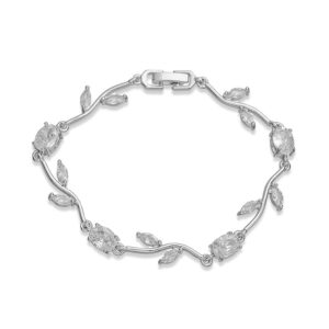 White gold white diamond tulip bracelet