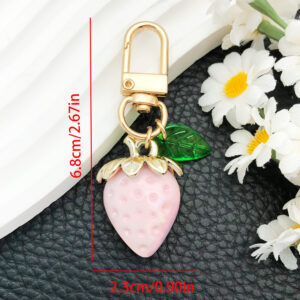 Er940-1 solid pink strawberry u-shaped door buckle keychain-8.8g