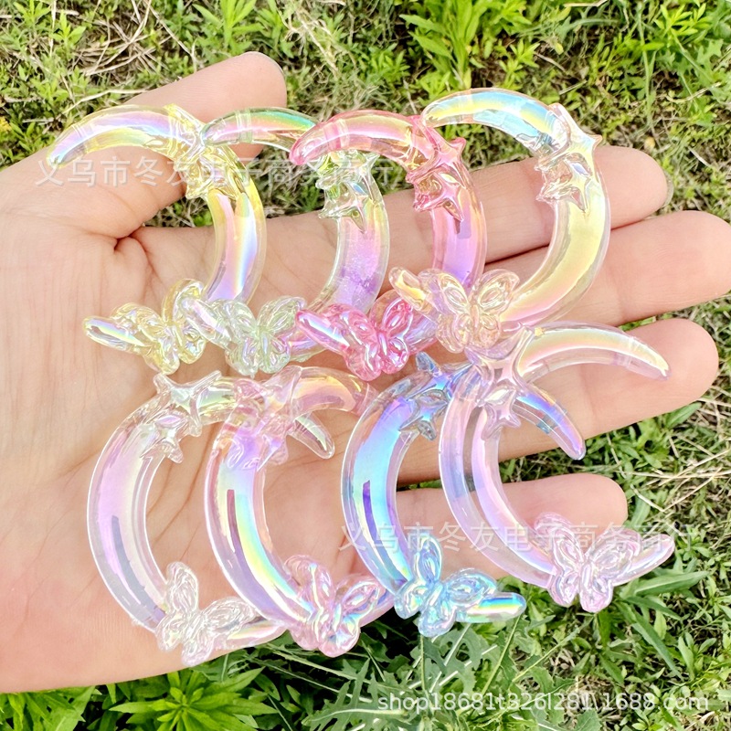 Wholesale Moon Double sided Pendant with Vertical Hole Acrylic Beads