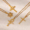 Wholesale Copper Micro-inlaid Zircon Fashion Snake Cross Necklace