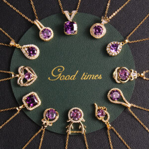 Wholesale Purple Zircon Necklace Heart Pendant Jewelry