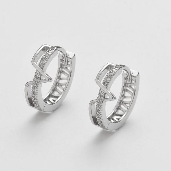 Wholesale Zircon V-shaped earrings with openwork design for women