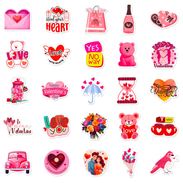 Wholesale 50pcs Cartoon Sweet Valentine's Day Graffiti Stickers