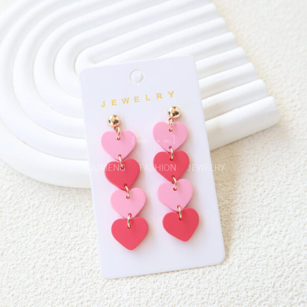 Wholesale Valentine's Day Peach Heart Acrylic Earrings