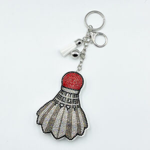 Wholesale fashion tassel bag rhinestone feather badminton keychain