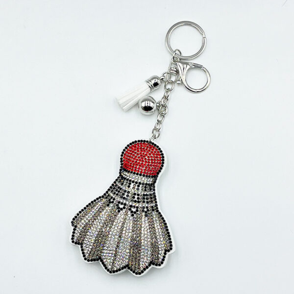 Wholesale fashion tassel bag rhinestone feather badminton keychain