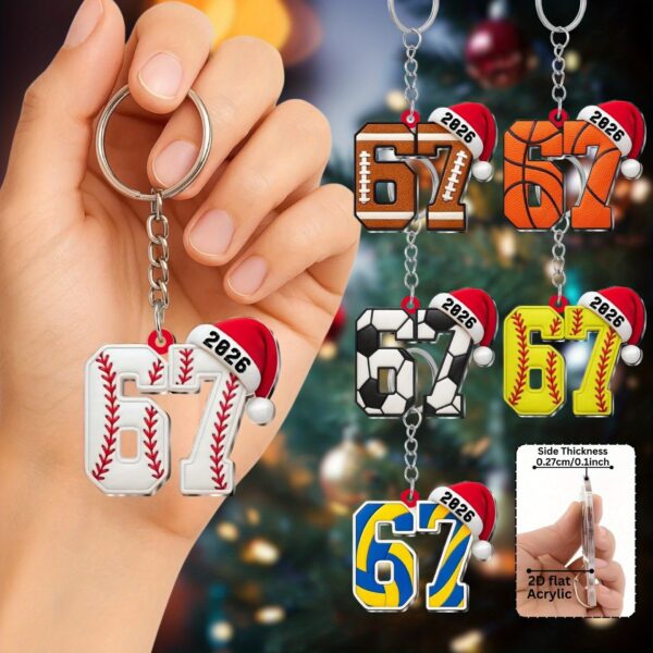 Wholesale Ball 67 Pendant Acrylic 2D Plane Christmas Pendant Keychain