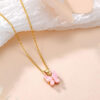 O1CN01c2j7Zi1IC64jxqwuC_2219385860856-0-cib Wholesale Pink Inlaid Gemstone Butterfly Pendant Alloy Necklace