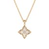 Wholesale Lucky Clover Square Crystal Zircon Pendant Necklace