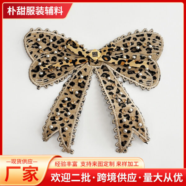 Wholesale Leopard print bow hot stamping embroidery DIY Patches