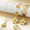 Wholesale gold flower necklace and earring set niche design floral necklace
