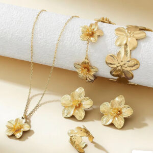 O1CN01c3v0Fb219x0nHt1Ov_2210199746943-0-cib Wholesale gold flower necklace and earring set niche design floral necklace